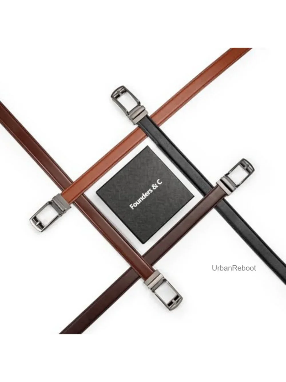 Mens Ratchet Belt Genuine Leather Slide Buckle Adjustable